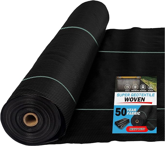 Woven Geotextile Fabric for Driveway and Road Stabilization, Construction Underlayment, Erosion Control, Commercial Grade 50 Year for Gravel Roads and Pavers (17.5x100) Ships Folded